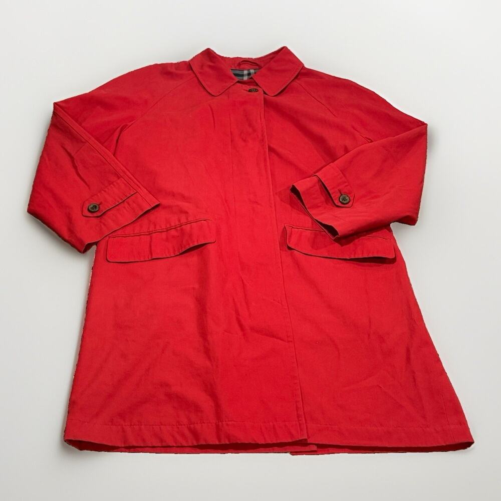 Vintage Burberry Prorsum “Burberrys” Red Coat Sanyo Shokai Sz 7 Made In Japan